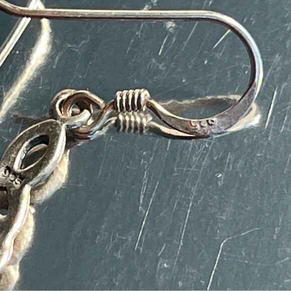 Genuine Silver with Oval Faux Stones in a CELTIC DESIGN Drop Earring - Picture 9 of 12